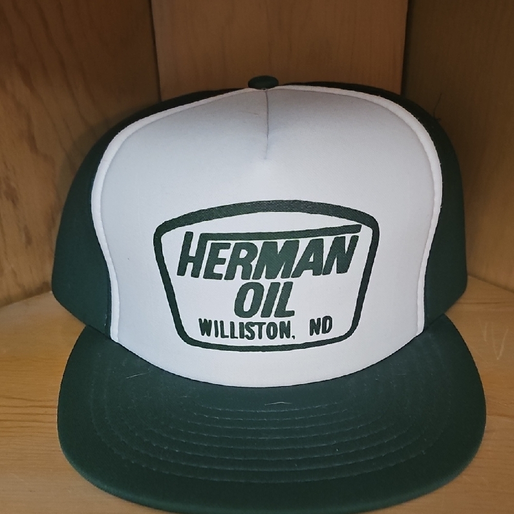 Green and White Herman Oil Cap